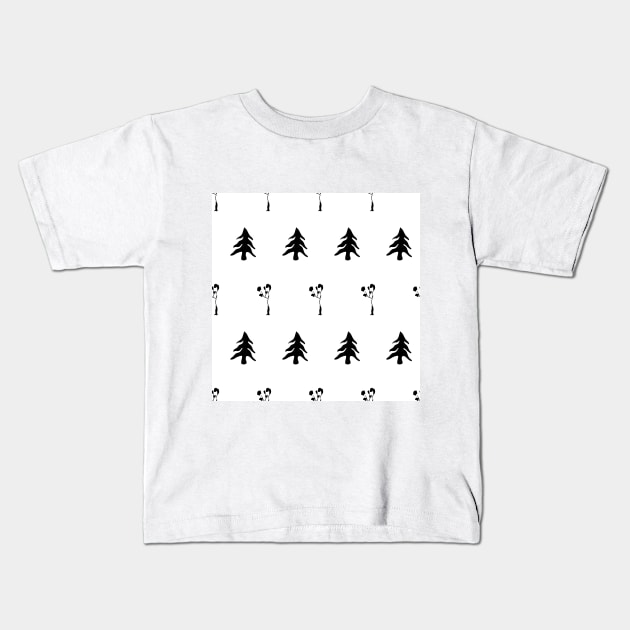 silhouettes, trees, plant, ecology, nature, ornament, seamless,  repeat, forest, winter Kids T-Shirt by grafinya